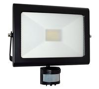 TIBELEC 350520 Projecteur Noir LED extra plat avec détecteur de mouvement 50W 3400 lumens-non câblé garantie 5 ans, Aluminium, 50 W, 70 x 235 x 255 mm