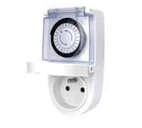 TIBELEC 562410 Programmateur Journalier - Minuterie de Jour Extérieur, Étanche IP44, Programmation par Trance de 30 Minutes, 24 programmes, Pratique pour Éclairage et Appareils Extérieurs, 16A, Blanc