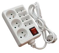 tibelec 637010 Bloc multiprise 7 prises avec interrupteur, Blanc