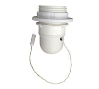 Tibelec 823010 Douille Demi-Filetée avec Interrupteur à Tirette + Bague E27 Blanc