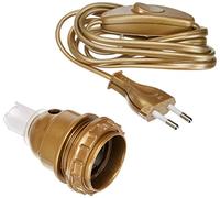 Tibelec 859530 Adaptateur Bouteille E27 avec Interrupteur + Fiche Or, Blanc, Doré