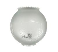 TIBELEC Abat jour verre satiné gravé blanc, forme boule, diam. 120 mm