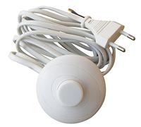 Tibelec - Cordon Électrique Avec Interrupteur à pied et fiche 2 pôles L.3M, Blanc