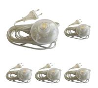 Tibelec - Cordon Électrique avec Interrupteur à Pied et fiche 2 pôles L.3M, Translucide (Lot de 5)