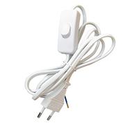 TIBELEC - Cordon Électrique avec Interrupteur et Fiche 2 Pôles 250 Volts, 2A - Cordon en PVC, Longueur 1.5 m - Blanc