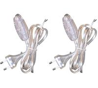 TIBELEC - Cordon électrique avec Interrupteur et fiche 2 pôles L.1M50, Translucide (Lot de 2)