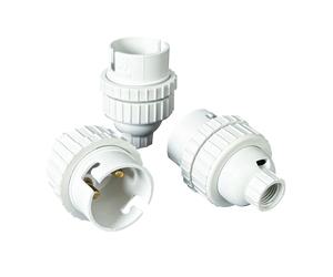 Tibelec - Douille B22 Plastique Double Bague Passe Fil Culot Femelle 1