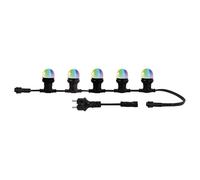 TIBELEC Guirlande Guinguette LED 10m, 10 ampoules RVB remplaçables, E27, 150W, 50 lumens, IP65, connectable