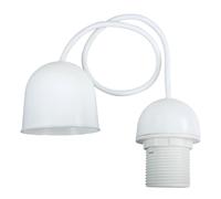TIBELEC Monture suspension luminaire E27 blanche arrondie pour abat jour, 60W maxi