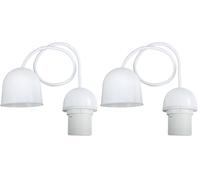 TIBELEC Monture suspension luminaire E27 blanche arrondie pour abat jour, 60W maxi (Lot de 2)