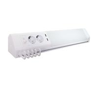 TIBELEC Réglette LED Blanc 11W, 1000 lm, 4000K, interrupteur on/off, 2 prises 240V + 2 USB, 5 crochets, garantie 5 ans
