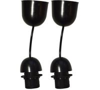Tibelec - Suspension plastique, équipée E27, Noir (Lot de 2)