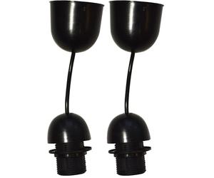Tibelec - Suspension plastique, équipée E27, Noir (Lot de 2)