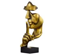 Tibeoyad Statue Le Silence est d'Or, Décoration de Table d'Étagère de Bureau Statue d'Art Abstrait Ornement de Maison Sculpture Créative en Résine (Doré)