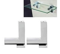 Tiberham Lot de 2 supports réglables en bois/verre en alliage de zinc chromé poli pour étagère de 3 à 30 mm d'épaisseur