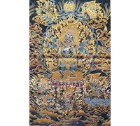 Tibet Tibétain Broderie Bouddhisme Tapisserie Tissu Soie Bouddhisme Six Bras Noir Mahagara Grand Dieu Noir Tangka thangka défilement Peinture Tenture Murale pour la décoration intérieure Tapisserie