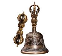 Tibetan Bells - Mini bouddhiste à la main Dorje Vajra Bell set pour le mariage de Noël du temple, spirituel avec son de méditation, bol de chant objet Dharma pour décoration de cuisine, matériau