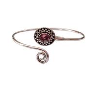 Tibetan Silver Bracelet Manchette en Argent 925 Oxydé pour Femme Pierre Pink Tourmaline Fait Main par un Artisan Bijou Authentique et Tendance