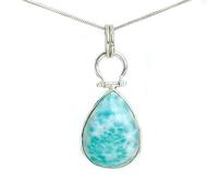 Tibetan Silver Pendentifs en Argent Sterling 925 Avec Pierre Précieuse Larimar Bijoux Faits À La Main de Mode Pour Hommes Femmes Idéaux Pour Cadeaux Fêtes Bijoux de designer Moderne