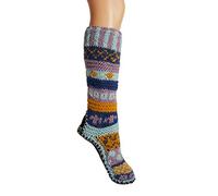 Tibetan Socks Chaussettes en laine tricotées à la main pour l'intérieur avec semelles antidérapantes pour femmes et hommes (Violet, M)