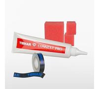 TIBHAR Colle de tennis de table pour revêtements et ruban de bordure | Kit colle TT Connext Pro 90 ml et ruban de bord Classic * Édition spéciale * 5 m, 12 mm, noir | Approuvé ITTF