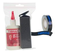 Tibhar Colle pour revêtements de tennis de table & bande de bord de tennis de table | Ensemble de colle VS Top Glue, 90ml & bande de bord Classic, 5m, 12mm | noir