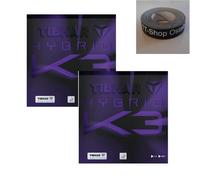 Tibhar Hybrid K3 Lot de 2 revêtements de tennis de table | avec bande de bord T__PLACEHOLDER_BRAND_0__ Ostalb de 50 cm (2,0 mm)