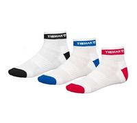 Tibhar Lot de 3 paires de chaussettes de tennis de table basiques | Chaussettes de sport | Chaussettes fonctionnelles, rouge, noir et bleu, 44-46