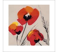Tibi Hegyesi (Three Poppies - Grey 60 x 60 cm Toile Imprimée