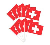 tibijoy Lot de 50 drapeaux suisses de la Suisse - Petits drapeaux suisses à main sur bâton - Drapeaux nationaux miniatures - Décorations de fête pour défilés, festivals internationaux