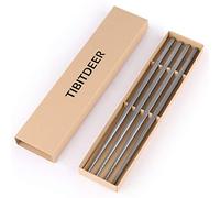 Tibitdeer Lot de 2 paires de baguettes réutilisables en titane, ultra légères, 24,1 cm, passent au lave-vaisselle, argent