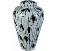 Tibor dkd home decor porcelaine noir blanc oriental feuille de plante (23 x 23 x 33 cm)