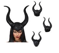 Tibroni Halloween Cornes de en Latex Couleur Noir, Corne Femme, Halloween Cosplay Corne, Evil Queen Costume Cosplay Coiffure, Unisexe Taille Unique
