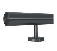 TIBU Main courante en acier inoxydable - Ø 42,4 cm - Anthracite - 30-600 cm - Main courante murale - Support droit en acier inoxydable - Longueur 500 cm - Avec 6 supports et capuchon droit