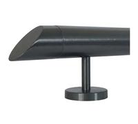 TIBU Main courante en acier inoxydable - Ø 42,4 cm - Anthracite - 30-600 cm - Main courante murale - Support droit en acier inoxydable - Longueur 400 cm - Avec 5 supports et embout oblique