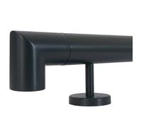 TIBU Main courante en acier inoxydable - Ø 42,4 cm - Anthracite - 30-600 cm - Main courante murale - Support droit en acier inoxydable - Longueur 390 cm - Avec 4 supports et coin pour le mur