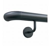 TIBU Main courante en acier inoxydable anthracite - 30-600 cm - Kit complet - Main courante murale - Rampe d'escalier - Longueur 410 cm - Avec 5 supports et arc pour le mur