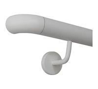 TIBU Main courante en acier inoxydable blanc revêtu par pulvérisation 42,4 mm - Garde-corps intérieur et extérieur résistant aux intempéries - Longueur 100 cm avec 2 extrémités de support - Arc vers