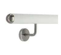 TIBU Main courante en aluminium blanc 30-600 cm - Support coudé en acier inoxydable - Longueur 80 cm avec 2 supports et capuchon semi-circulaire