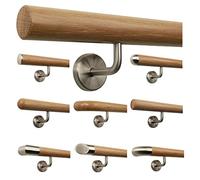 TIBU Main courante en bois de chêne 0,3 m - 6 m, longueur 60 cm, extrémité biseautée et 2 supports coudés