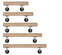 TIBU Main courante en bois de chêne zingué non traité 0,3 m - 6 m, longueur 30 cm et 2 supports en acier inoxydable