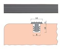 TIBU Marches d'escalier - Profil antidérapant et caoutchouc antidérapant - Disponible en différentes couleurs standard (12 mm de large x 2 mm d'épaisseur) - Gris