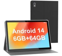 Tibuta Tablet 10,1Pouces Android 14 Tablets avec boîtier, 6GB RAM +64GB ROM | processeur Quad-Core 5000mAh Batterie, 1280x800 IPS HD écran Tactile 5MP+8MP caméra, Bluetooth, WiFi Tablets