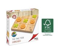 Cayro Jeu de société Tic Tac Toe G (Bois FSC) - Jetons verts et oranges - 2 joueurs +6 ans