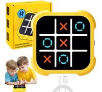 Tic Tac Toe Bolt Game, Jeu De Tic Tac Toe Électronique, 4 in 1 Morpion Electronique pour Enfant et Adultes, Console de Jeu de Voyage Portable pour Anniversaires et Fêtes（Jaune）