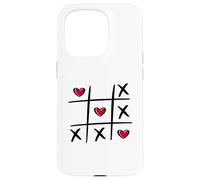 Tic Tac Toe en Forme de cœur pour la Saint-Valentin Coque pour iPhone 15 Pro