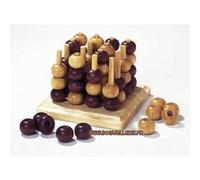 GOKI Jeu de stratégie TicTacToe 3D en bois pour enfants mixte Marron