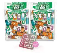 Tic Tac Travels Pack Double Travel Mix - 60 Mini-Boîtes par Pack (4 Saveurs) + Jeu de Morpion - 120 Bonbons Mini pour Événements, Écoles, Cadeaux, Bureau et Fêtes