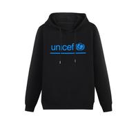TICABIN UNICEF Who Logo Mens Hoodies Casual Cotton Unisex Black Sweatshirts M