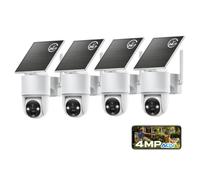 Tical 4MP Caméra Surveillance WiFi Exterieure sans Fil Solaire | AOV 24/7 Caméra de Sécurité avec Panneau Solaire, 360° PTZ Détection Humaine par AI, IP66 avec le Wi-Fi 2,4 GHz, 4pcs